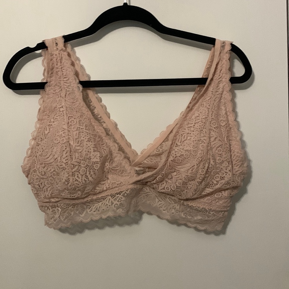 Maurice’s lace bralettes, size 2. One blush colored. One lavender racer back.